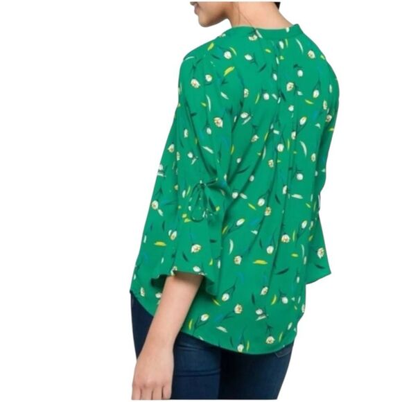 41 Hawthorn Green Floral Trina Bell Sleeve Blouse size Large - Picture 2 of 10